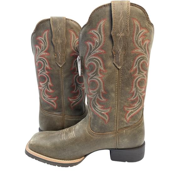 ARIAT Western Boots Hybrid Rancher Stretchfit Women's 10B Leather Square Toe - Picture 2 of 11